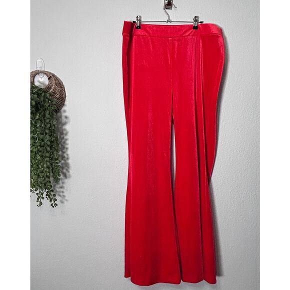 NEW Lane Bryant Velvet Flare Pant Holiday Red No Gap Waist Band Size 16 Comfy XL - Picture 3 of 9